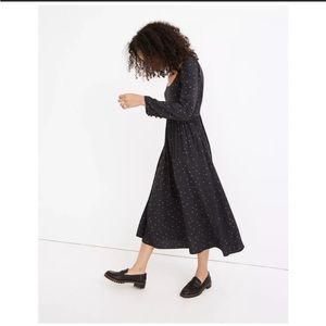 Madewell Alicia Long-Sleeve Scoop Neck Midi Dress in Night Stars size 10